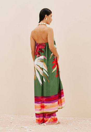 Veste Tomara Que Caia Estampada Rafia M / Verde escuro