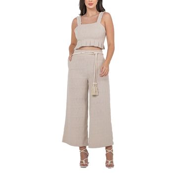 Calça Pantacourt Linho Nude G / Nude