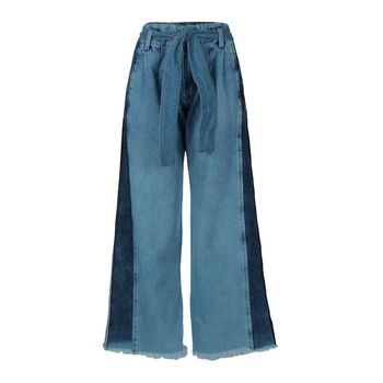 Calça Jeans Feminina Ampla com Amarração  Jeans 48 / Jeans