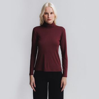 Blusa Feminina Insider Tech T-shirt High Neck Manga Longa P / Carmenere