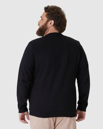 Jaqueta Básica Masculina Plus Size Com Zíper Em Moletom Flanelado G3 / Preto