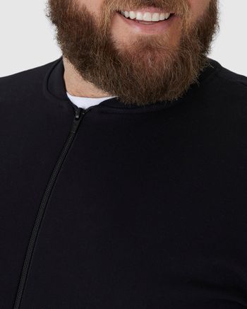 Jaqueta Básica Masculina Plus Size Com Zíper Em Moletom Flanelado G3 / Preto