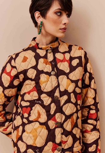 Casaco Puffer Matelassê Estampado Sami M / Marrom