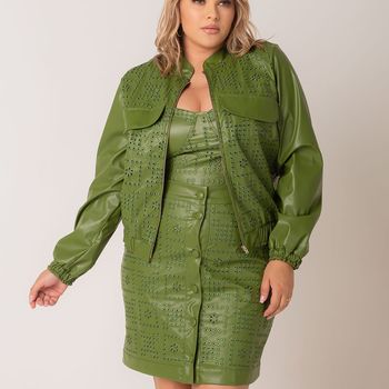 Jaqueta Bomber Couro Poliuretano  Verde P / Verde