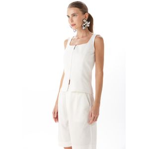 Colete Com Zíper Traymon Levemente Ajustado Sem Manga Branco