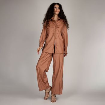 Calça Pantalona Cós Alto Cintura Elástico  Kaki G / Kaki