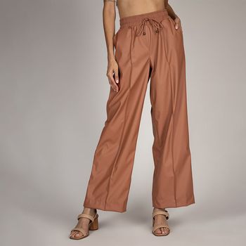 Calça Pantalona Cós Alto Cintura Elástico  Kaki G / Kaki