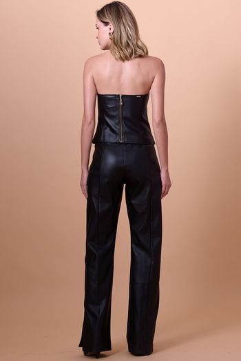 Calça Feminina Reta Neo Couro Pu Smk Preto PP / Preto