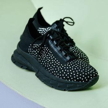 Tênis Jogging Meia Brilho Preto 35 / Preto