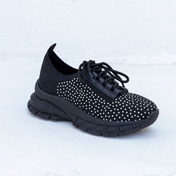 Tênis Jogging Meia Brilho Preto 35 / Preto