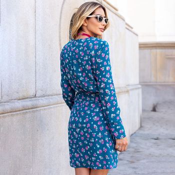Vestido Manga Longa Verde M / Verde