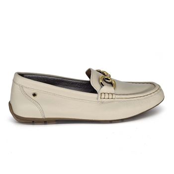 Mocassim Lady Couro Off White - LAD1053 34
