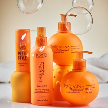 Kit K.Pro Profissional Petit Kids Shampoo Condicionador Leave-in Pomada Cera (5 produtos)