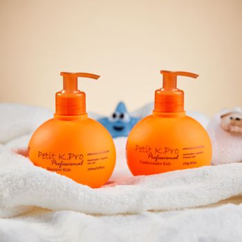 Kit K.Pro Profissional Petit Kids Shampoo Condicionador Leave-in Pomada Cera (5 produtos)