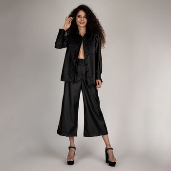 Calça Pantacourt Cintura Alta Preto P / Preto