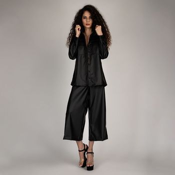 Calça Pantacourt Cintura Alta Preto P / Preto