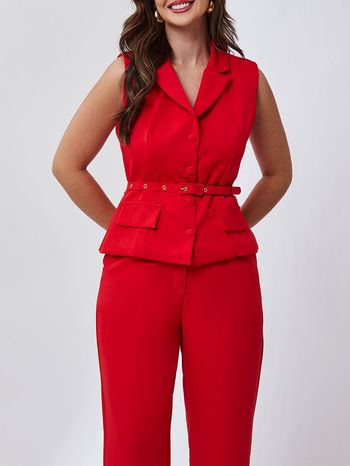 Calça Pantalona Alfaiataria Vermelho M / Vermelho