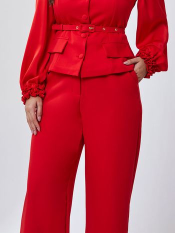 Calça Pantalona Alfaiataria Vermelho M / Vermelho