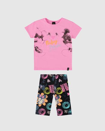 Conjunto Infantil Menina Mickey E Minnie Disney Em Algodão Malwee Kids 10 / Rosa