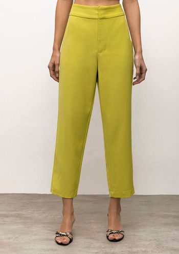 Calça Iódice Slim Cós Alto Com Bolso Verde Claro 34 / Verde Claro