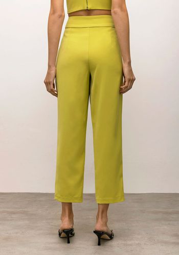 Calça Iódice Slim Cós Alto Com Bolso Verde Claro 34 / Verde Claro