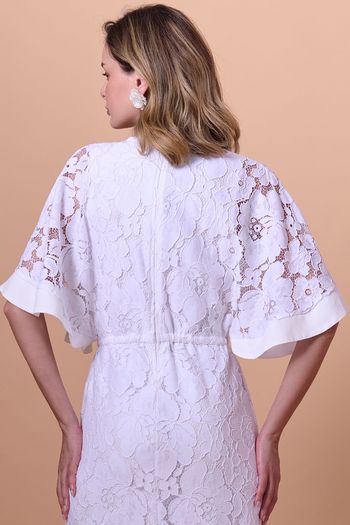 Vestido Kimono Longo Rendado Smk Off White PP / Off White