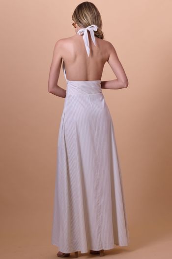 Vestido Longo Frente Única Tricoline Smk Bege Medio PP / Bege Medio