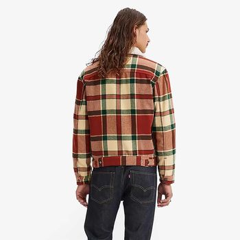 Jaqueta Levi's Plaid Sherpa Trucker Vermelha Xadrez G