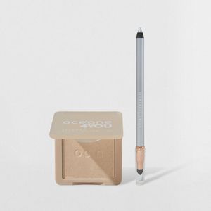 Kit Lápis Para Olhos Prata E Iluminador Perolado Champagne Vegano OCEANE