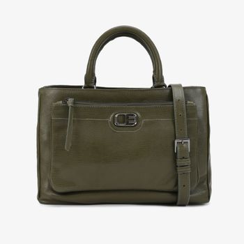 Bolsa Tote Verde Olive Couro Texturizado Único