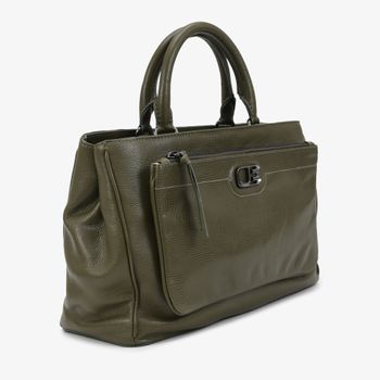 Bolsa Tote Verde Olive Couro Texturizado Único