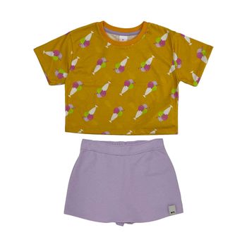 Conjunto Curto Estampado Infantil Feminino Marisol 10 / Amarelo