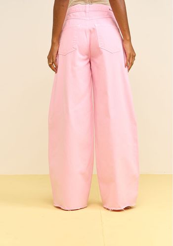 Calça Zinco Pantalona Alta Rosa 34 / Rosa