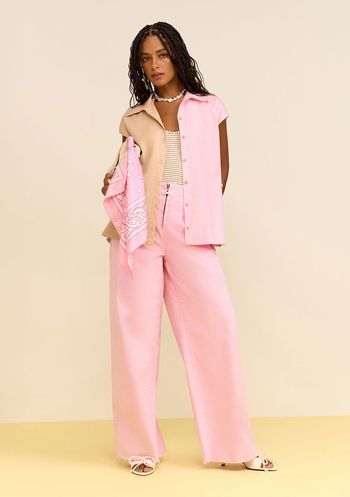 Calça Zinco Pantalona Alta Rosa 34 / Rosa