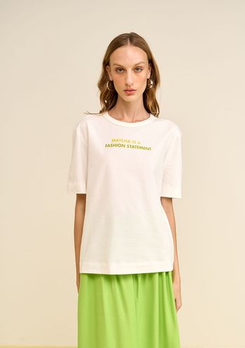 Camiseta Zinco Solta Decote Careca Manga Curta Padrão Off White PP / Off White