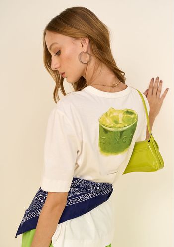 Camiseta Zinco Solta Decote Careca Manga Curta Padrão Off White PP / Off White