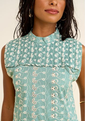 Blusa Zinco Solta Decote Careca Manga Curta Padrão Verde P / Verde