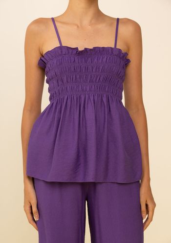 Regata Zinco Solta Decote Quadrado Padrão Roxo PP / Roxo