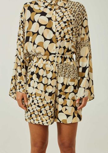 Shorts Maria.Valentina Amplo Alta Bege 36 / Bege