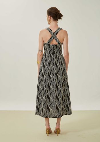 Vestido Maria.Valentina Ajustado Cava Francesa Sem Manga Midi Preto PP / Preto