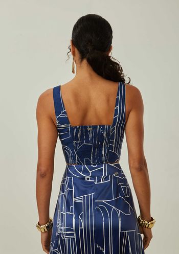 Top Maria.Valentina Decote Quadrado Alça Larga Azul PP / Azul