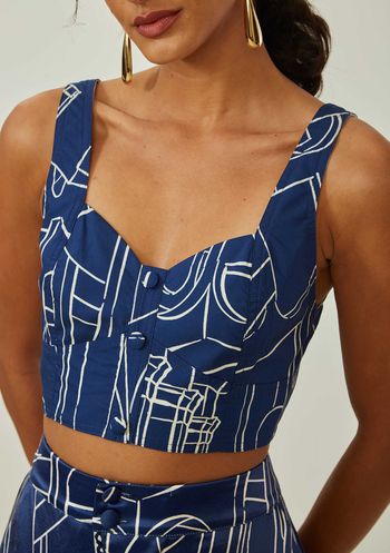 Top Maria.Valentina Decote Quadrado Alça Larga Azul PP / Azul