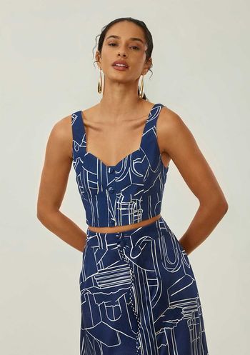 Top Maria.Valentina Decote Quadrado Alça Larga Azul PP / Azul