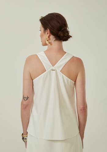 Regata Maria.Valentina Solta Decote Careca Padrão Off White PP / Off White