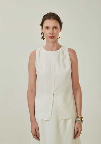 Regata Maria.Valentina Solta Decote Careca Padrão Off White PP / Off White