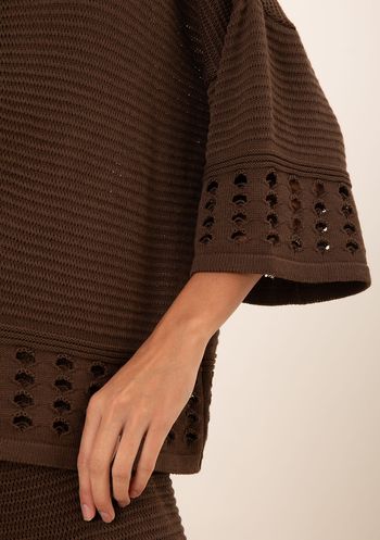 Camisa Maria.Valentina Oversized Gola Tradicional Manga Curta Padrão Marrom PP / Marrom