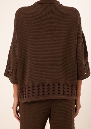Camisa Maria.Valentina Oversized Gola Tradicional Manga Curta Padrão Marrom PP / Marrom