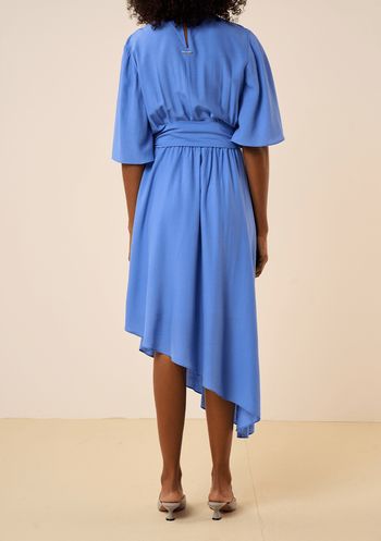 Vestido Maria.Valentina Ajustado Decote Careca Manga Curta Midi Azul PP / Azul