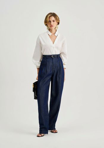 Calça Iódice Mom Alta Azul 38 / Azul