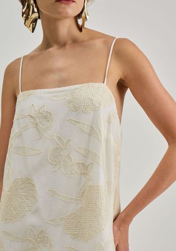 Vestido Iódice Solto Decote Careca Sem Manga Midi Off White P / Off White